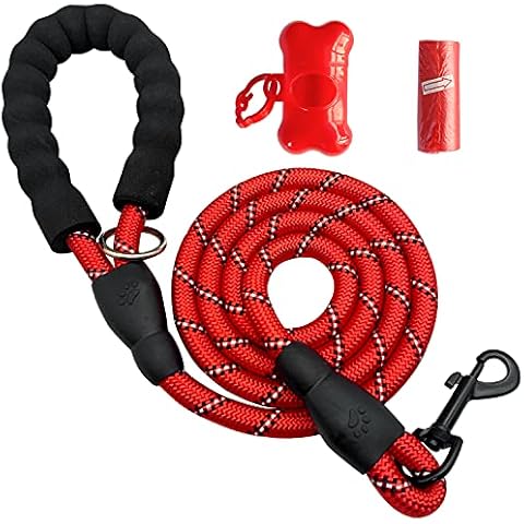 Mauts Pet Dog Lead Set Sponge handle for Large Medium Small Dogs. (red) Cover