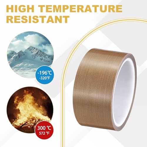 Image of PATIKIL High Temperature PTFE Tape 2 Inch x 33 Feet, PTFE Coated Fiberglass Adhesive Tape for Vacuum Sealer Machines Hand-Impulse Sealers Insulation, Brown