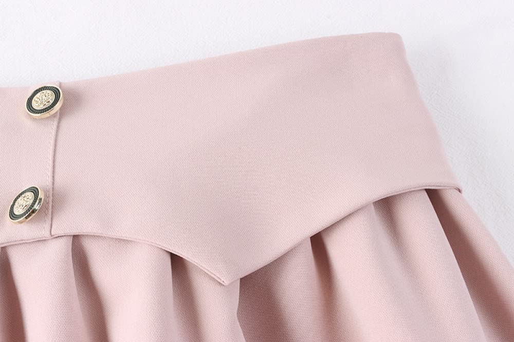 OZEO Gonne da Donna,Gonna Midi da Donna Nera Vita Alta Gonna A Pieghe Ombrello Cintura Bottone Tinta Unita A-Line Grande Swing Gonne Lunghe Eleganti Increspato per Donna Ragazze Primavera Autunno,M