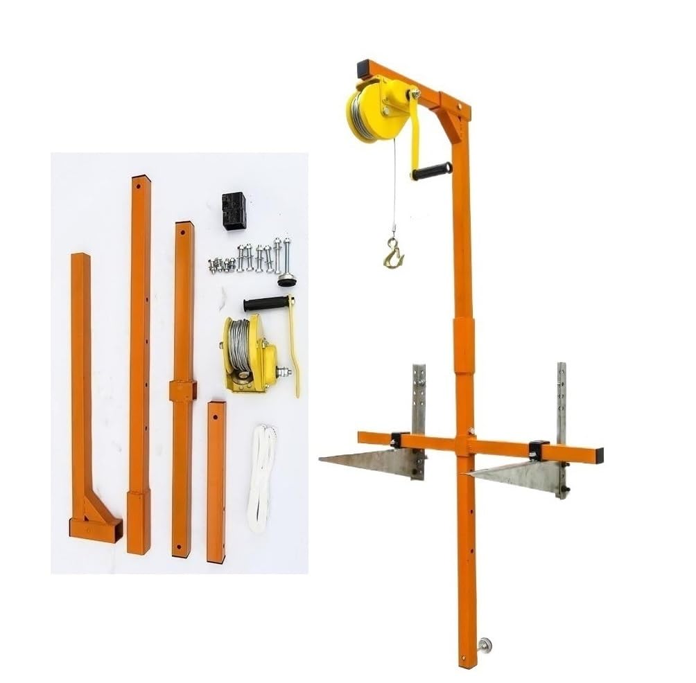 Mshgsku 3Hp Bracket+20M Self-Lock Winch Air Conditioning Installation And Repair Tool, High-Altitude Lift Bracket With Hand Winch For Easy Setup And Maintenance