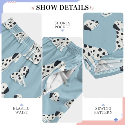 Boys' Pants Cute Dalmatian Dog Light Blue Long Bottoms Jogger Pants Elastic Waist Trousers with Pockets S-XL4