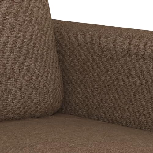 vidaXL Sofagarnitur 4-TLG., Sessel Couch mit Kissen Fußhocker, Sofa Wohnzimmersofa mit Armlehnen, Couchgarnitur Designsofa Sitzmöbel Polstermöbel, Braun Stoff – Bild 8