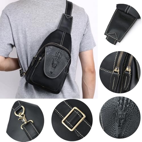 Genuine Leather Sling Bag for Men Women Backpack Chest Shoulder Satchel Crossbody Bags Casual Outdoor Daypack4