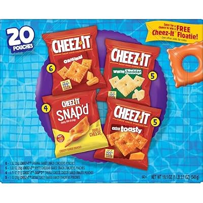 Cheez-It Cheese Crackers, Baked Snack Crackers, Lunch Snacks, Grab n' Go, Variety Pack, 19.1oz Box (20 Packs)
