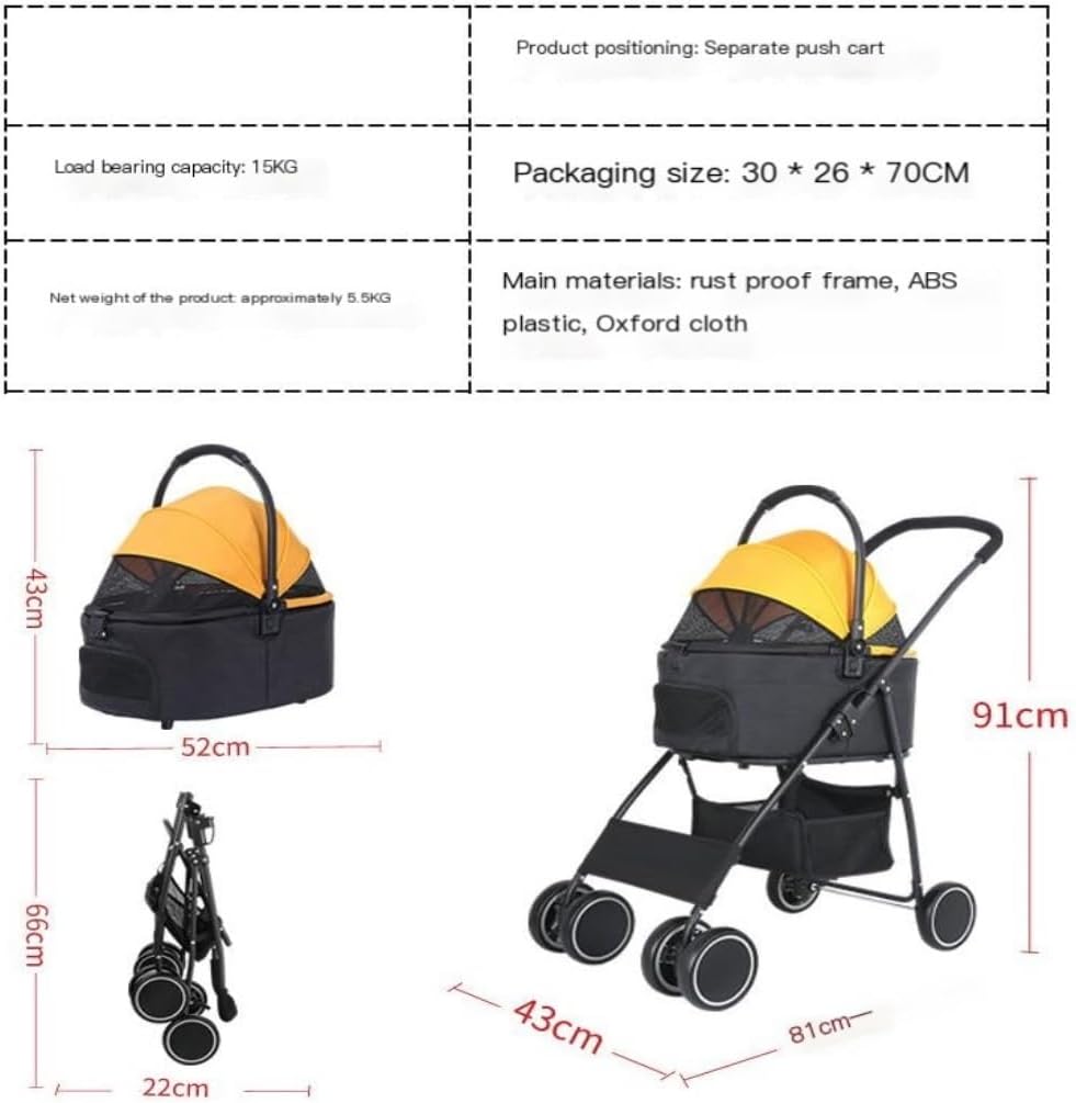 Pet Strollers Pet Stroller Cat And Dog Four-wheel Stroller Pet Outdoor Stroller Separate Stroller Cat Stroller Dog Stroller Pet Stroller Medium