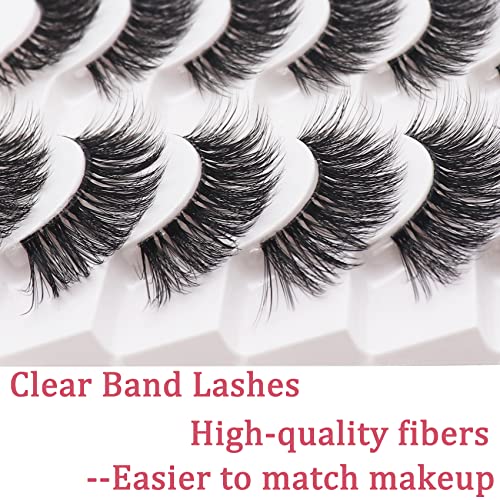 Losha WISPY LASHES-12-16MM-8 PAIRS Eyelashes Wispy Lashes Natural Look 8 Pairs Clear Band False Eyelashes Handmade Reusable Fake Eye Lashes Pack  thumb #2