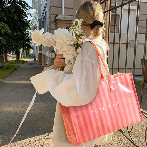 Image of KALIDI PVC Tote Bag Women's Kraft Paper Work Handbags Purses with Top Handle