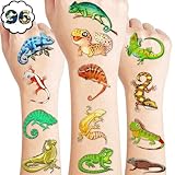 100 PCS Gecko Lizard Temporary Tattoos Themed Birthday Party Decorations Supplies Favors Decor Cute Leopard Reptile Chameleon Tattoo Stickers Gifts For Game Kids Boys Girls Classroom School Prizes