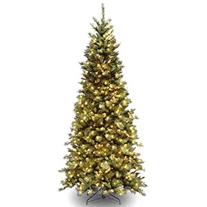National tree company pre lit artificial slim christmas tree green tiffany fir white lights includes stand 75 feet  urban country home decor
