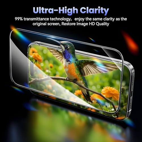 Image of OHAYO Tempered Glass Screen Protector Compatible with iPhone 17 Pro (6.3 inch) - 9H Hardness, HD Clear, Bubble-Free, Scratch Resistant, Case Friendly, Oleophobic Coating