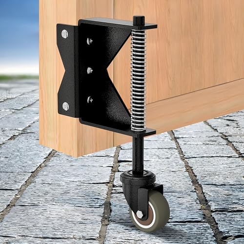 Lygoeege 2Inch Gate Wheel, 90lbs Capacity, Spring-Loaded Absorbing Solid Rubber Tire for Wooden/Fence Gate, with Screws & Screwdriver (1, Black Suit Right)