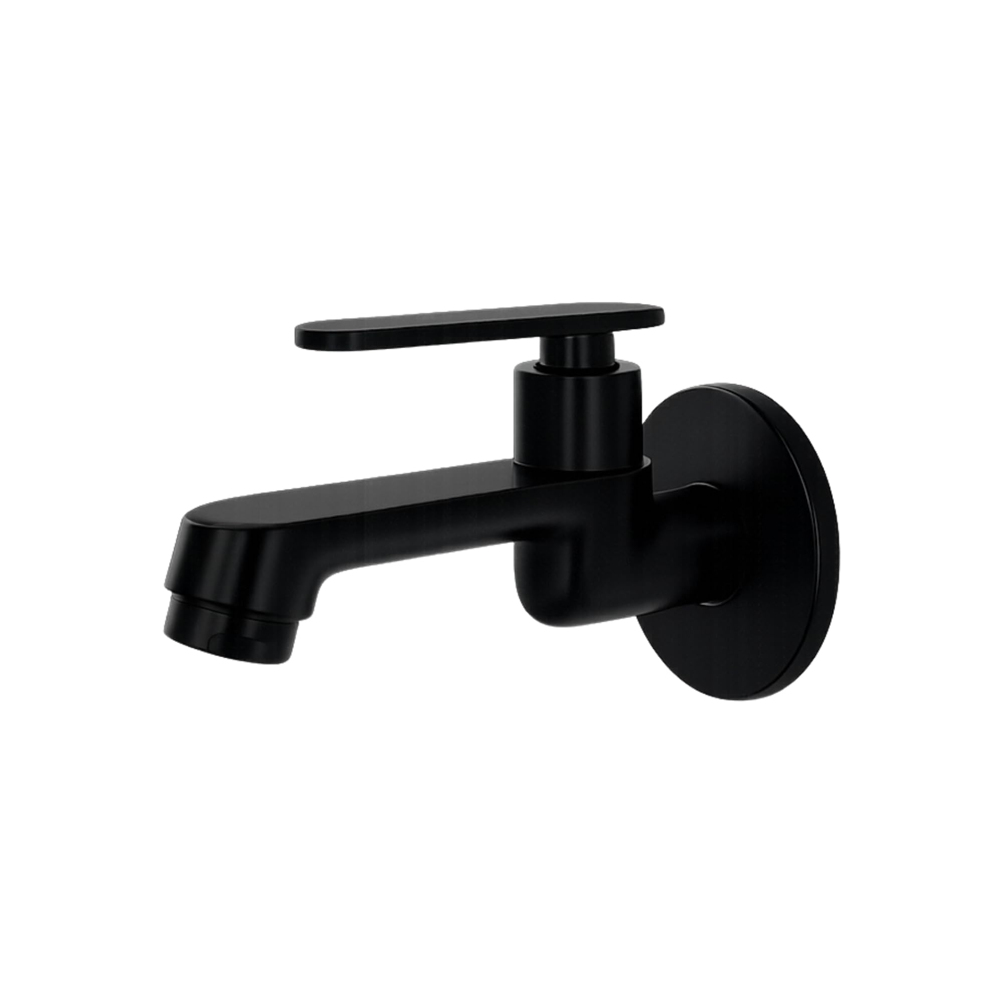 New Ware Brass Bib Cock 4.5 Inch Matt Black Faucet with Wall Flange for Bathroom and Kitchen Sink
