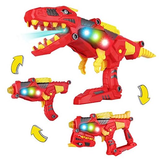 AOKESI [2020 Tyrannosaurus Rex Series Imports 3-in-1 Dinoblaster Transforming Dinosaur Gun Take Apart Toy STEM Dinosaur Toys with Lights and Sounds for Kids Boys/Girls Tool Kit