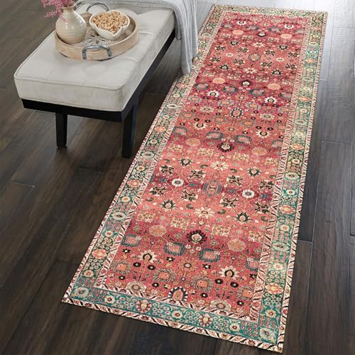 vivorug Runners for Hallways 2'x10', Non Slip Washable Rug, Carpet Runner for Kitchen Laundry Room Bedroom, Ultra Soft Rug Runner with Rubber Backing, Cherry Red/Spice