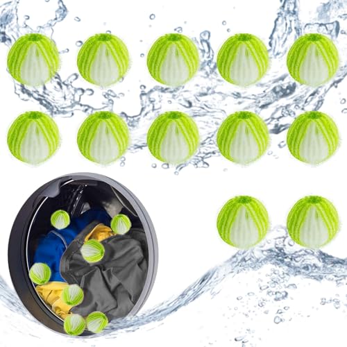 Tierhaarentferner Waschmaschine, 12 Stücke Haarfänger Waschmaschine, Wiederverwendbar Fusselbälle Waschmaschine für Entfernt Tierhaare Fusseln(Grün)