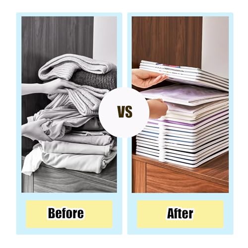 Organizador de camisetas, tabla de ropa plegable apilable para el hogar y viajes, ideal para un almacenamiento limpio y fácil embalaje, paquete de 10