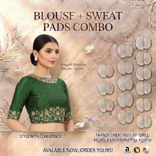 Image of Studio Shringaar Women's Readymade Art Silk Embroidered Saree Blouse with Elbow Length Sleeves