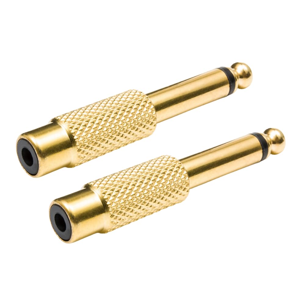 MODOVER 2pcs Gold Plated 6.35mm 1/4 inch Male Mono TS to RCA Female Audio Interconnect Adapter Conversion Plug Adaptor