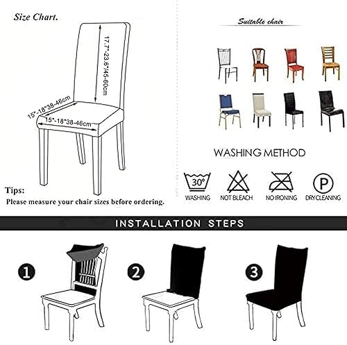 Miniatura 7 de Shukii Fundas elásticas para sillas de comedor, impermeables, de piel sintética, fundas protectoras universales para sillas de comedor, cocina,