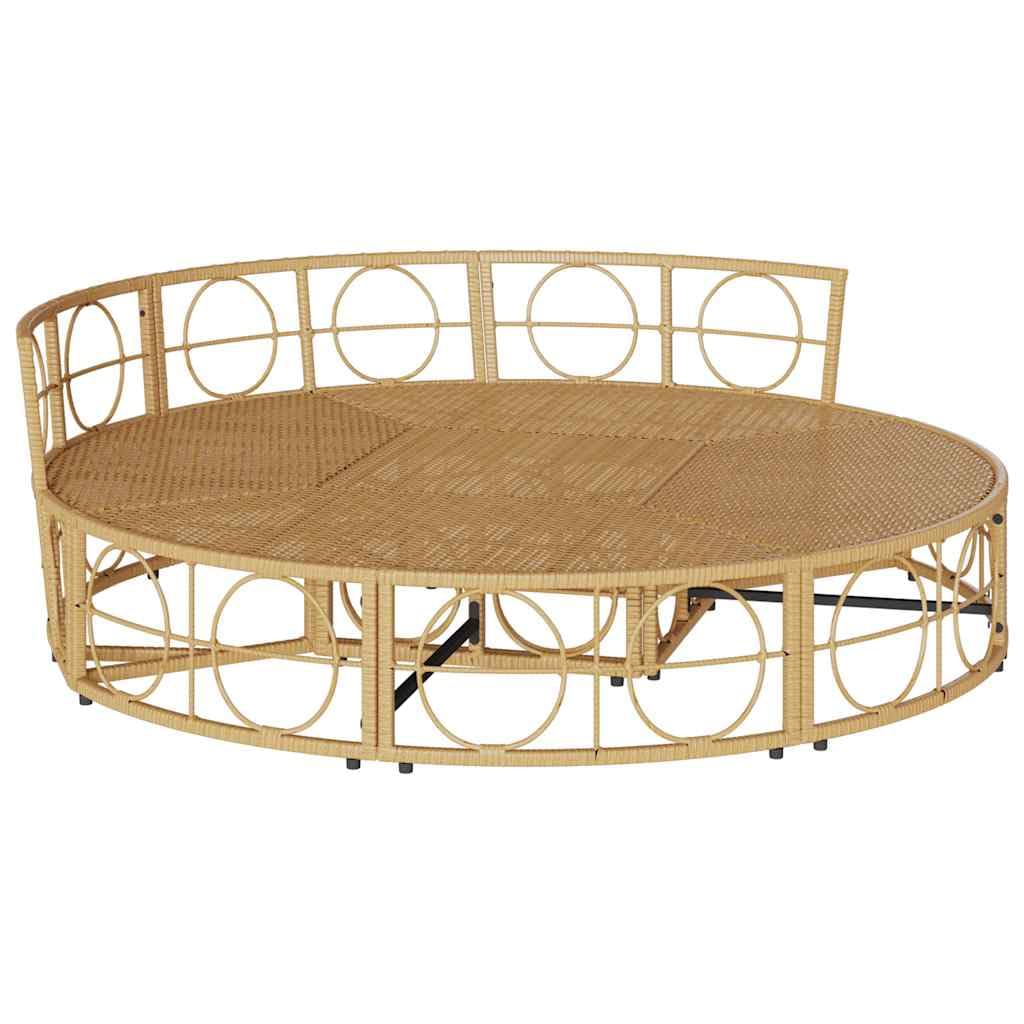 Lettino lounge per esterni senza tetto, in rattan sintetico, diametro 160 cm, con cuscino rimovibile, lettino da giardino resistente alle intemperie come isola solare e lettino relax per