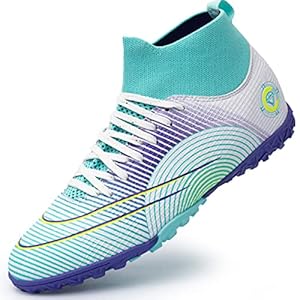 Heren Voetbalschoenen, Hoge Voetbalschoenen Voor Jongens Voetbaltrainers met Schoenplaatjes Ademende Voetbalschoenen Tieners,GreenA-35