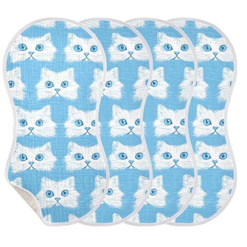 Cats Face Baby Blue Cotton Large Burp Cloths for Baby Soft Touch Baby Rags for Unisex Babies Set of 2, 22x11in3