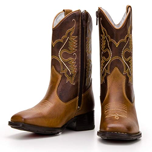 Bota Texana Infantil Couro Com Bordado