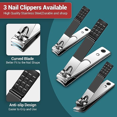 Manicure Set 18pcs,DUAIU Manicure Pedicure Tools Kit,Nail Clipper Set Gifts for Women/Men,Stainless Steel Nail Set Manicure For Toe and Finger Nails Grooming Care with Zipper Bag - Image 4