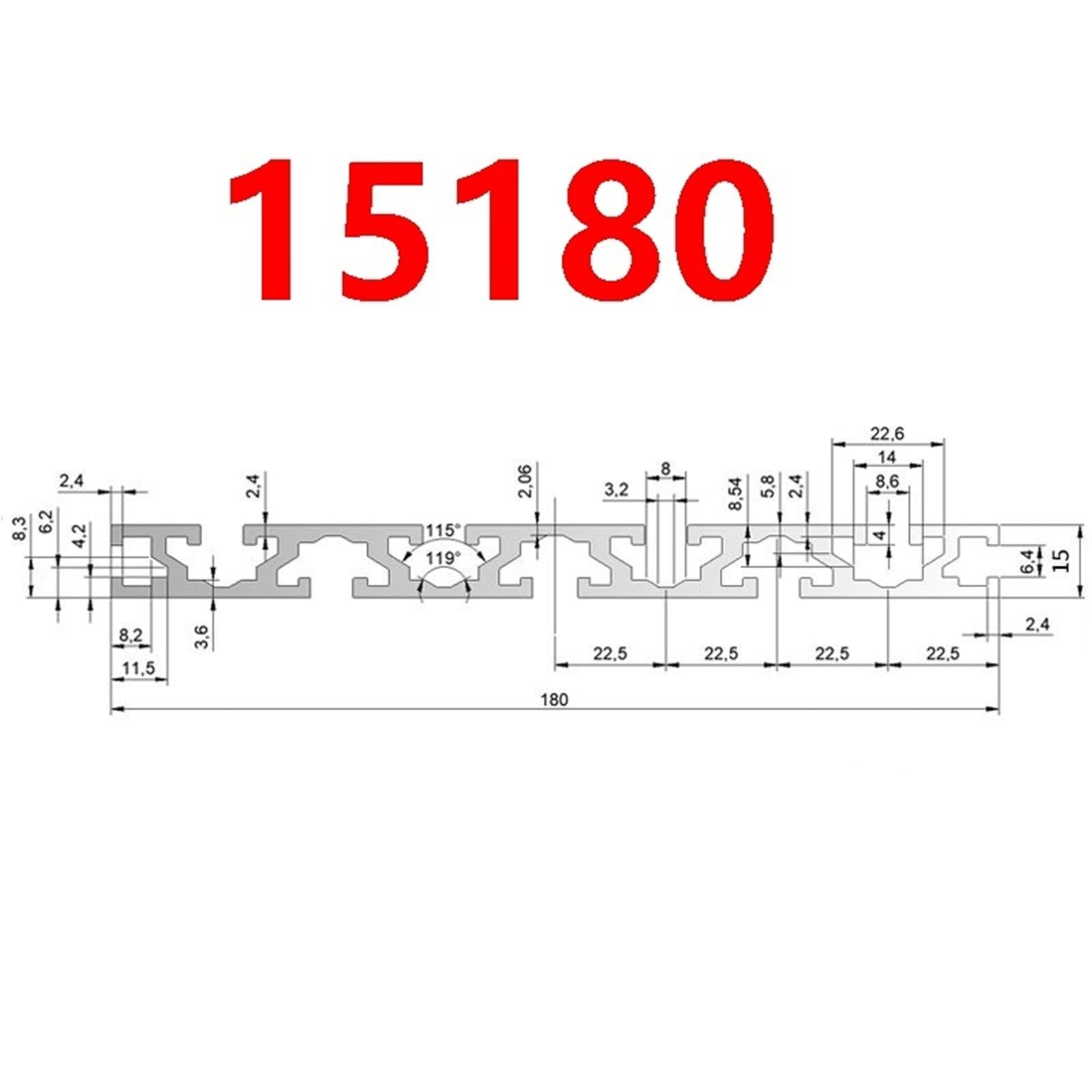 GTPBAO 15180 Profilo estruso in alluminio anodizzato 15x180mm Banco da lavoro con guida lineare 2,4mm di spessore della parete Guida industriale Telaio fai da te Binario estruso(Nero,900mm)