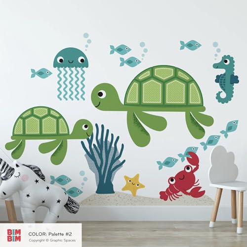Vinilos decorativos Tortuga de mar para habitación infantil miniatura 2