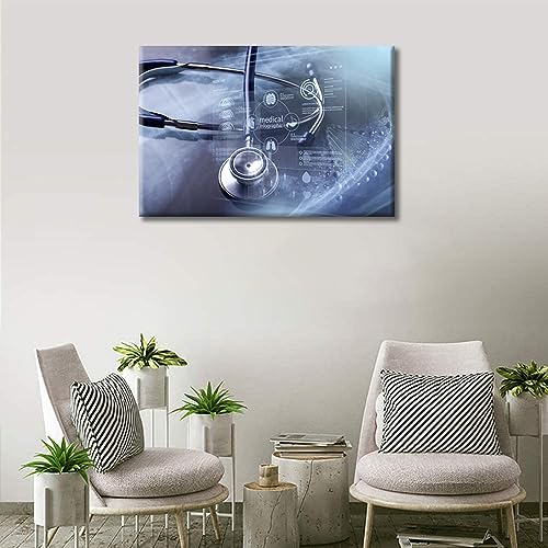 Image of Modern Medicine Cardiology Concept Paintings Wall Art 1 Panels Stethoscope and Medical Paintings for Wall Decorations Wall Prints Giclee Print Gallery Packaging Artwork Ready to Hang (16 inchWx24 inchH)