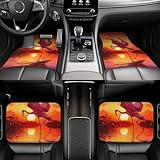 4 Pcs Full Coverage Auto Floor Mats Universal Fit Floor Mat Floor Liner Flamingo Sunset Carpet Floor Mats for Car Truck