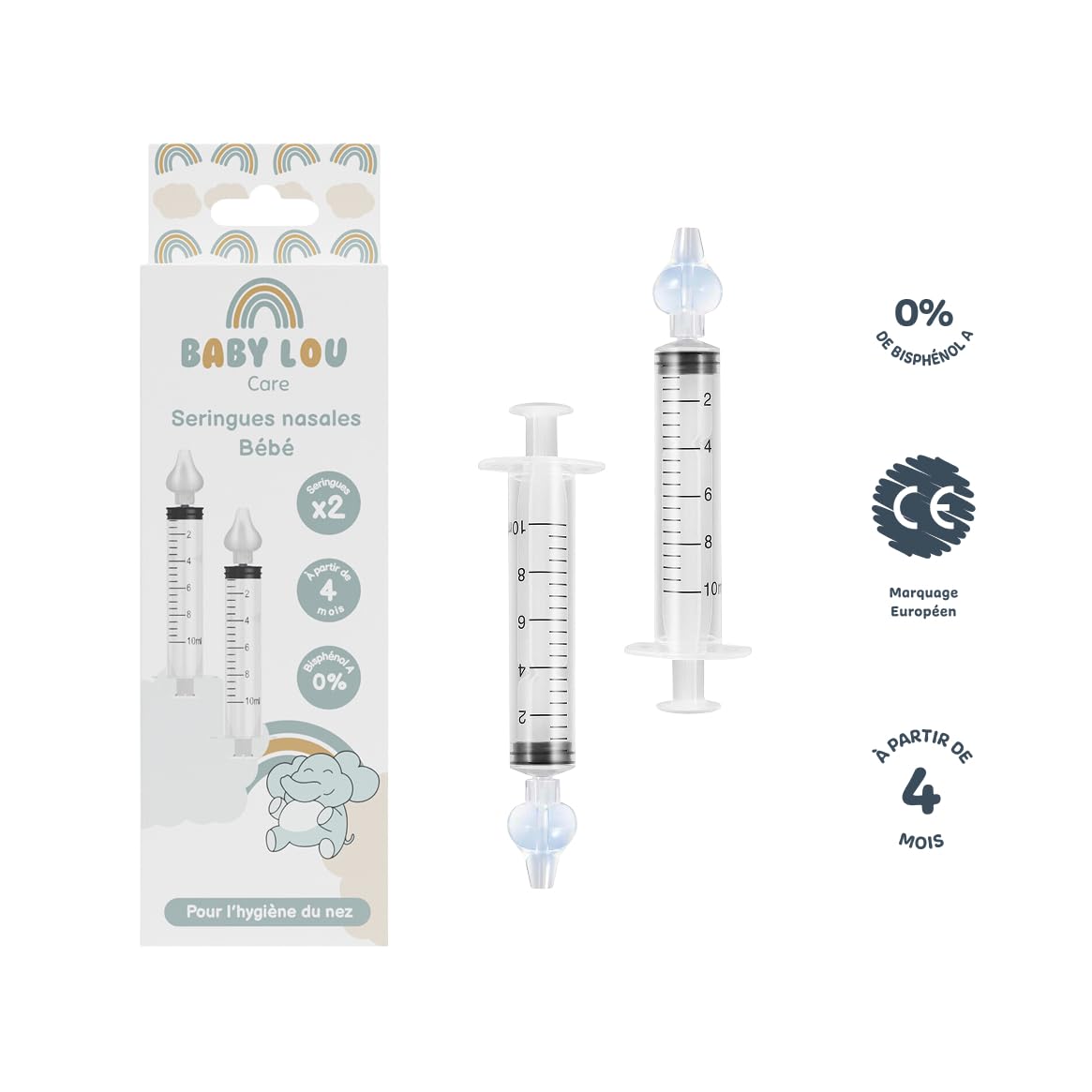 Seringues nasales bébé lot 8 pièces irrigation nez réutilisable sans BPA dès 4 mois