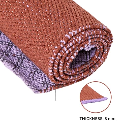 Image of Pure cotton anti-skid, machine wash Foldable Travel Friendly extra Cushioning yoga mat with cotton Carry bag 73inches x 24inches, 8mm thickness 8mm Unisex (Brown)