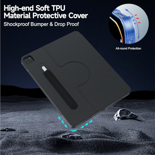 Protection intégrale iPad Pro 13 M4 rigide rotative avec clavier rétroéclairé - 7