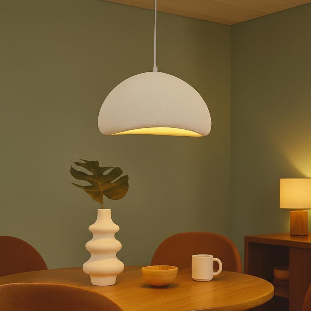 BARCELONA LED Suspension Wabi Sabi japonaise L390, luminaire moderne style industriel et classique, abat-jour en résine imitation pierre blanche E27 plafond