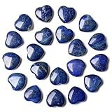 YATOJUZI 20PCS Lapis Lazuli Heart Healing Crystals Natural Lapis Lazuli Crystal Set Blue Love Stones Polished Stone Bulk Wholesale Mini Pocket Gemstones Reiki Energy Gifts for Women Men