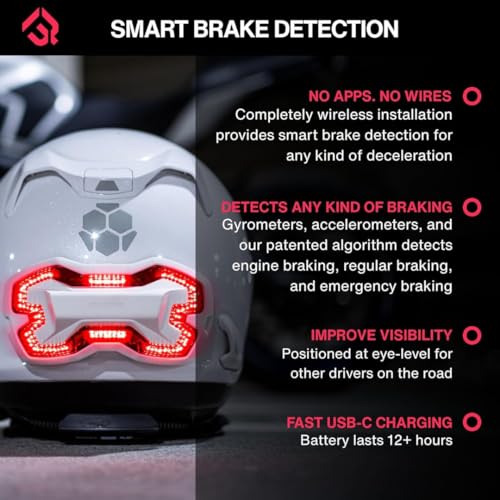 Image of Brake Free Helmet Light - Smart Wireless Motorcycle Lights- Weatherproof LED Motorcycle Helmet Light - Lightweight & Aerodynamic Design - Smart Brake Detection - Single Button Operation - Black