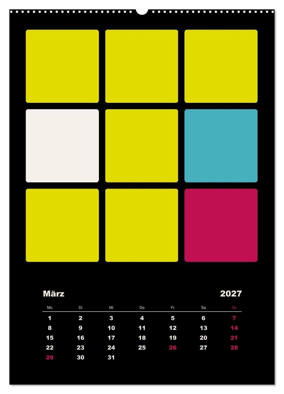 Fotokalender FARBFLÄCHEN (hochwertiger Premium Wandkalender 2027 DIN A2 hoch), Kunstdruck in Hochglanz: Foto-Collagen auf farbigen Quadraten (CALVENDO Hobbys)