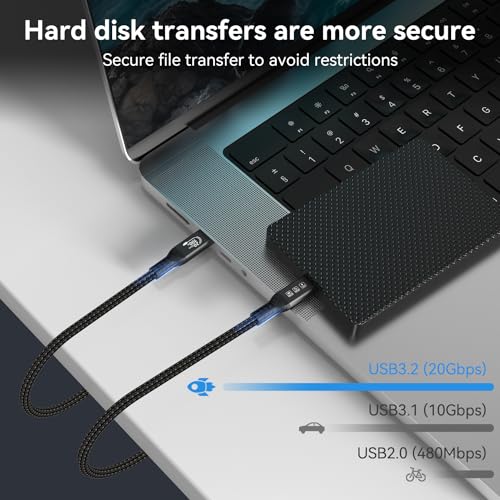 Image of USB C Cable 3.2 Gen 2X2 20Gbps, Type C 4K@60Hz UHD Video 5A /240W PD3.1 Fast Charge with E-Marker Compatible with Thunderbolt 3 /4 MacBook Pro Samsung Galaxy Pixel Dell Monitor etc (USB C 20G 100W 6M)