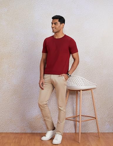 Image of Amazon Brand - Symbol Men's Solid Cotton T Shirt | Round Neck | Half Sleeve | Plain-Regular Fit (Available in Plus Sizes)