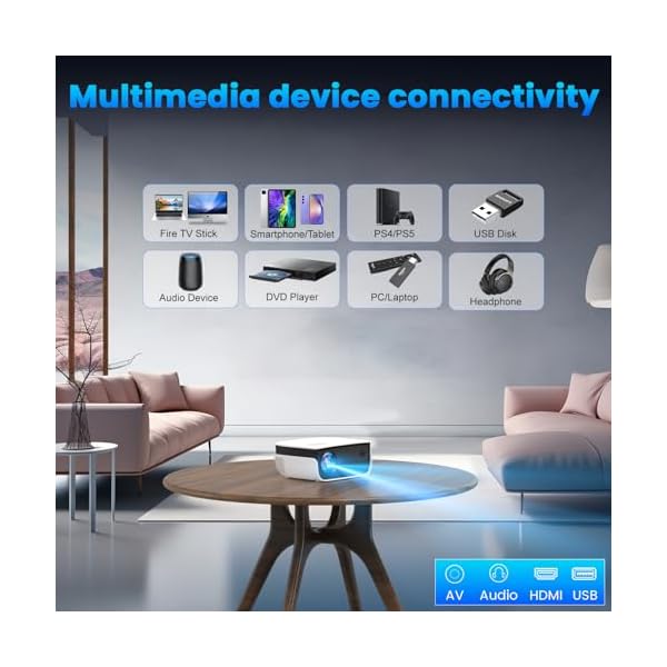 Mini Projector, NICPOW Portable Outdoor Movie Projector with Tripod, 1080P and 200" Supported Small Projector Compatible with TV Stick, Phone, PS5, HDMI, USB for Home, Bedroom, Gaming, Outdoor Use