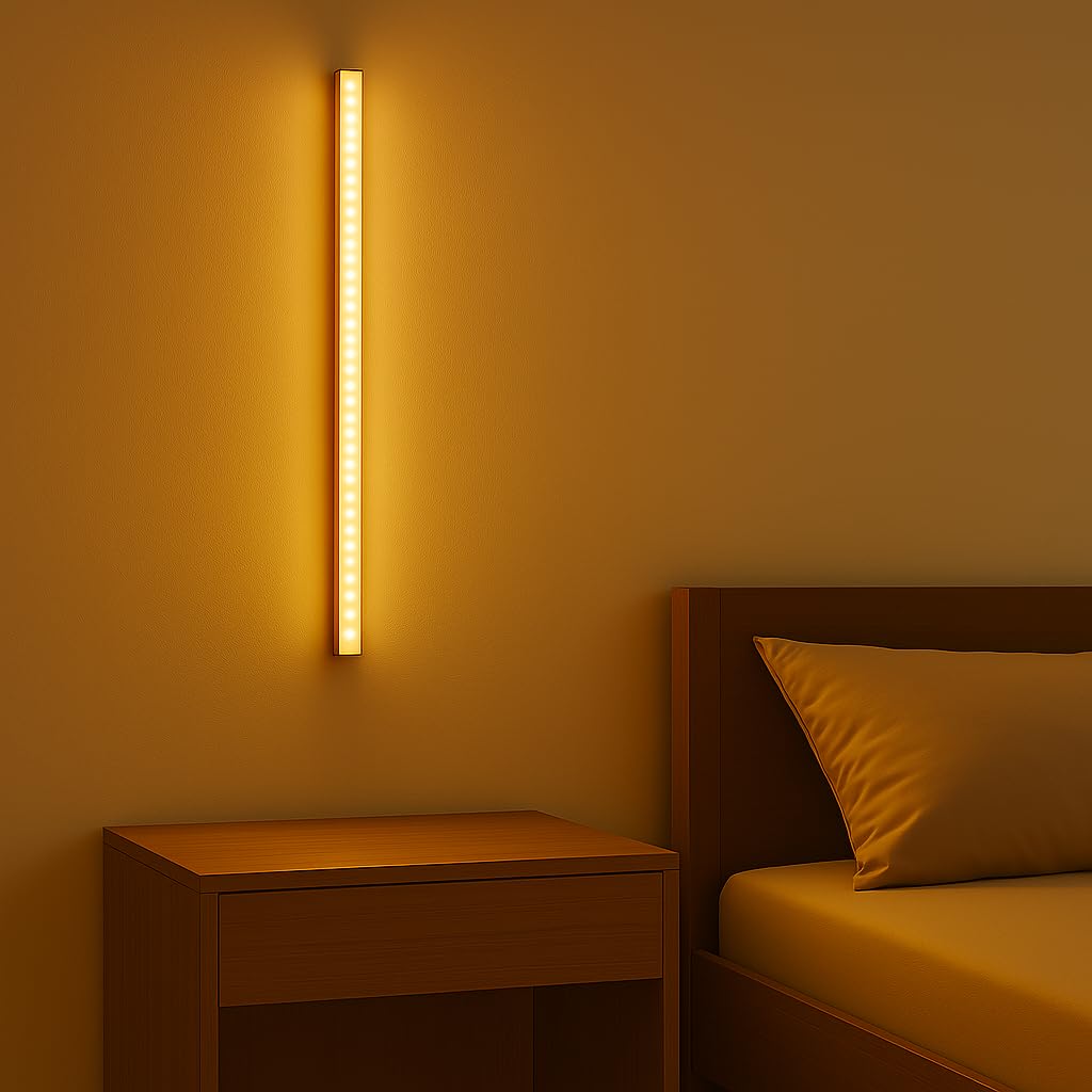 MAISON DE BUCKS 50 cm Led Human Body Sensor lamp Smart Magnetic self-Adhesive Night Light Long Rechargeable Wardrobe Cabinet Light Strip (Warm White)