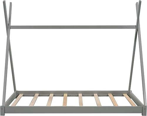 Miniatura 6 de Yoglad Twin Size House Bed for Kids, Toddler House Bed with Triangle Structure, Wooden Bedframe for Kids, Teens, Girls or Boys, No Box Spring Needed