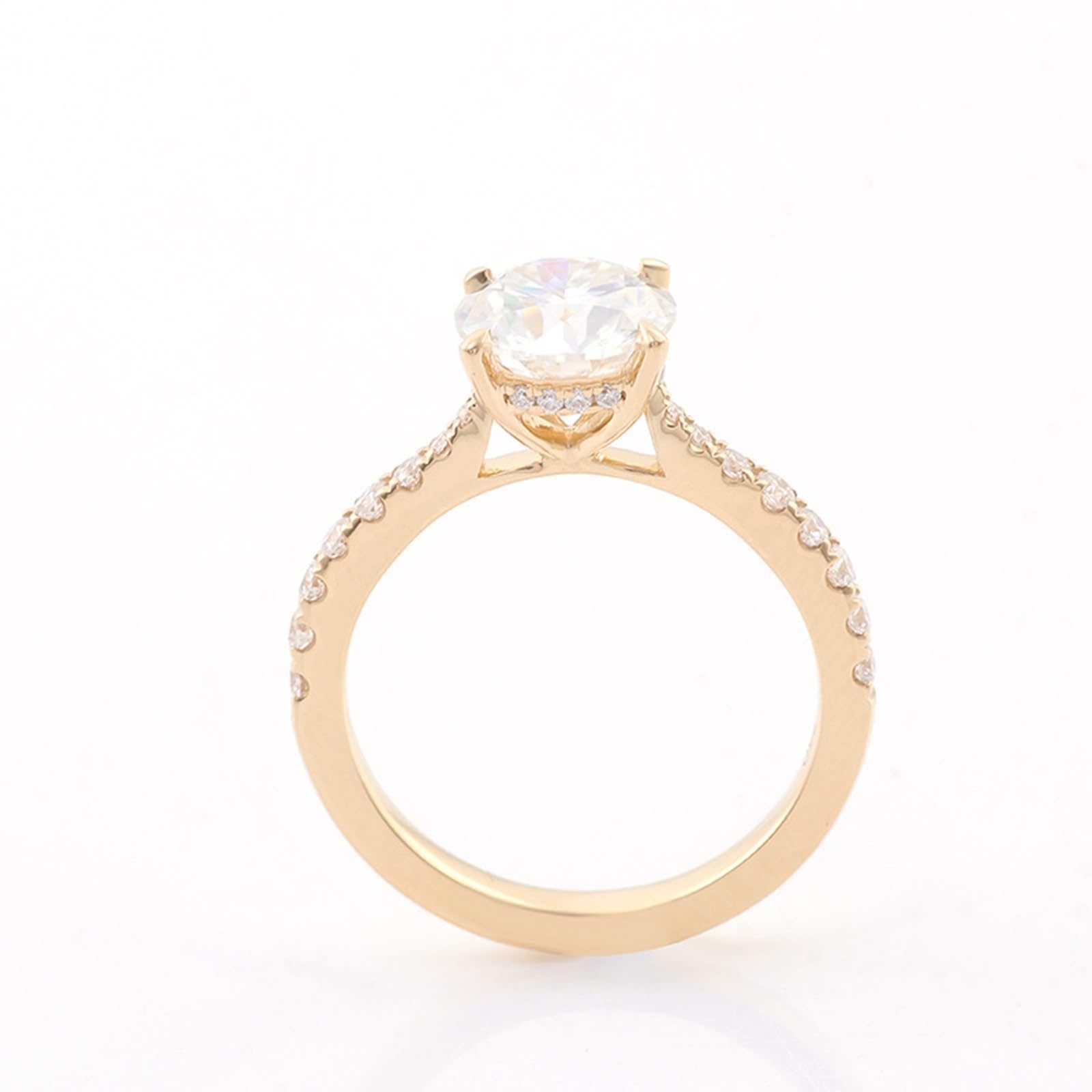 AMDXD Echtschmuck Hochzeitsband 9K/14K/18K Gelbgold, Klassiker 4 Klaue Pärchen Ringe mit 1/2/3ct Moissanit, Au 375/585/750 Gold Partnerringe, Gr.47-62