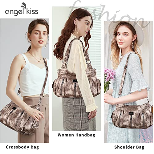 Image of Angel Kiss Large Purses and Handbags for Women Washed Faux Leather Crossbody Hobo Satchel Shoulder Handbag Tote Purse