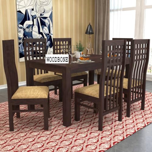 WOODBONE 6 Seater Dining Table with Chair || Dining Room Set || Dining Table Set || Sheesham Wood Dining Table 6 Seater || Wooden Dining Table 6 Seater || 6 Seater Walnut