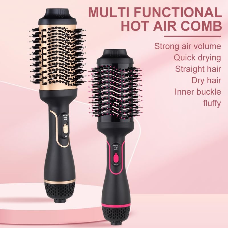 Hair Dryer Brush,Hair Dryer & Volumizer Hot Air Styler Brush,Multifunctional Blow Dryer Brush,Professional Negative Ion Anti-Frizz Hair Dryer Styler Brush. (Black Red) - Image 4