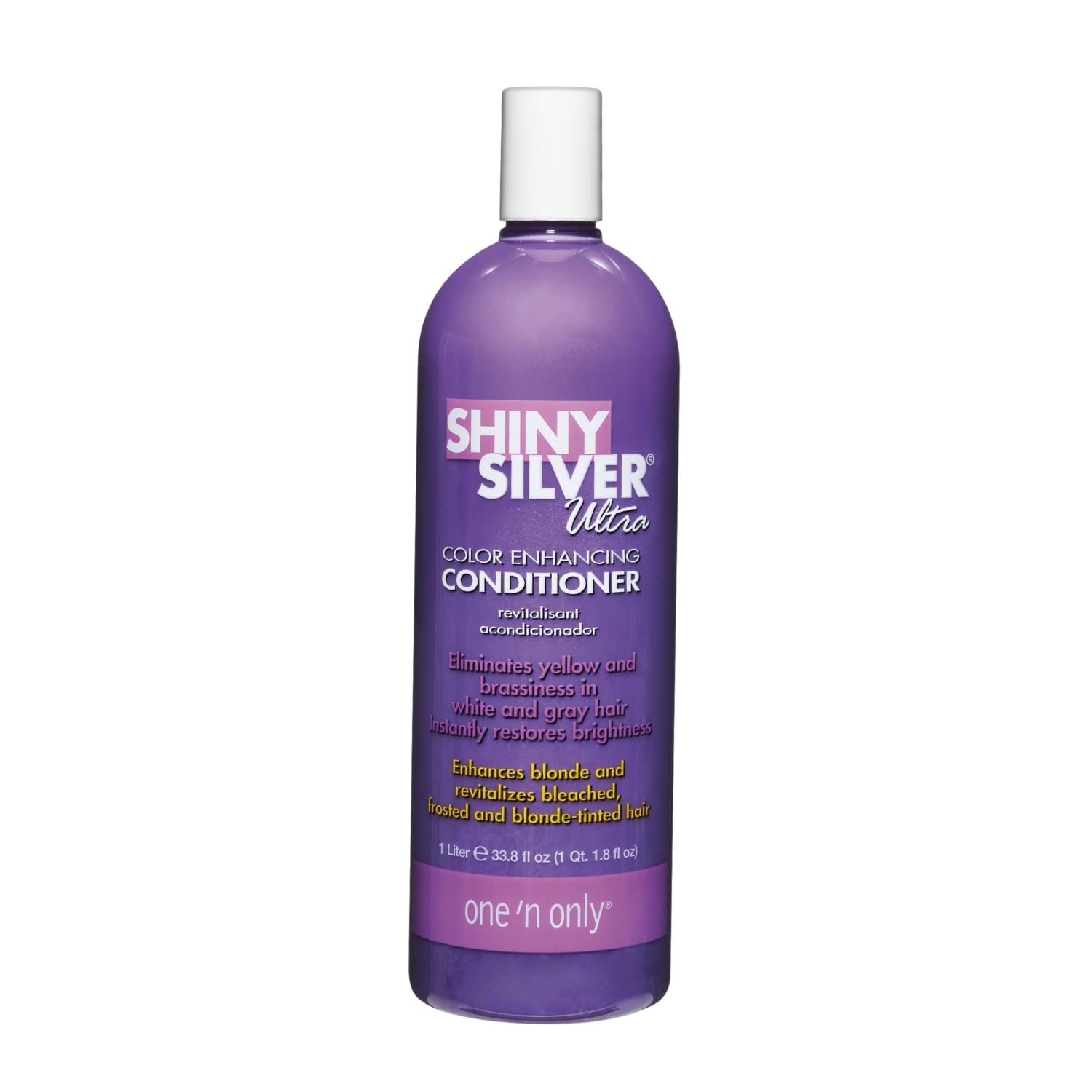 One 'n Only Shiny Silver Ultra Color-Enhancing Conditioner, Restores Shiny Brightness to White, Grey, Bleached, Frosted, or Blonde-Tinted Hair, Protects Hair Color - 33.8 Fl. Oz