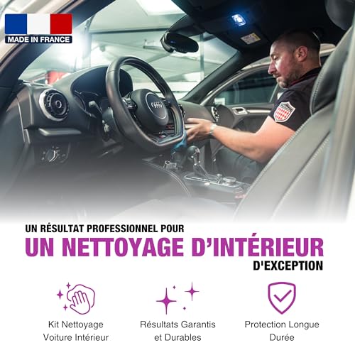 ProTechMC | Kit Nettoyage Voiture Interieur | Nettoyant Multi-Surfaces | Protecteur Plastiques | Détachant Tissus et Moquettes | 3x500 ML | Inclut Microfibre 40x40 cm | Made in France – Image 4